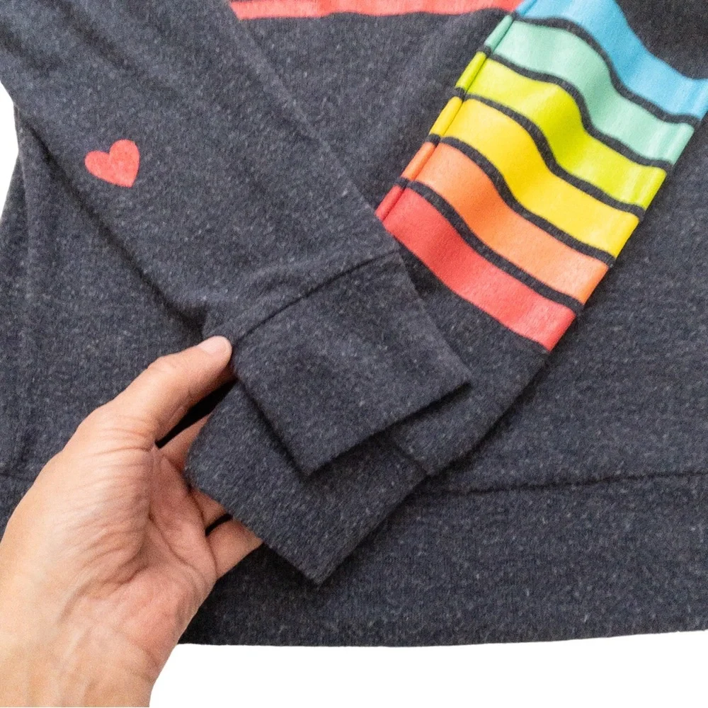 Chaser Sweatshirt Top One Love Rainbow Long Sleeve Stripe S - Picture 6 of 11